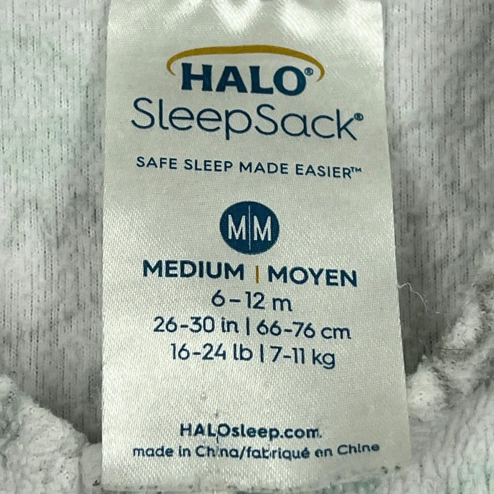 Halo Baby‎ Sleep Sack Size Medium 6-12M Months White Fleece Animals Zip Blanket